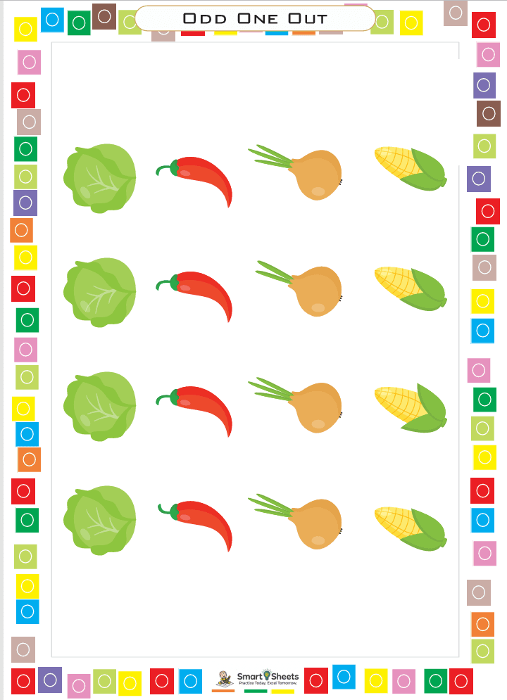 Odd one out vegetables worksheet