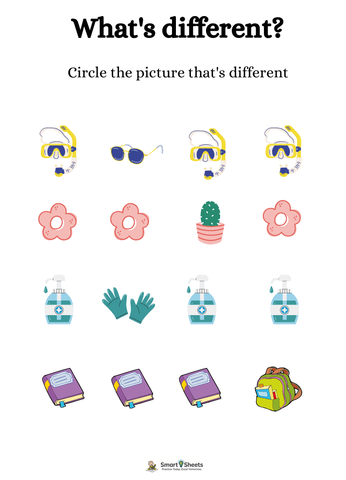 Spot what's different picture worksheet