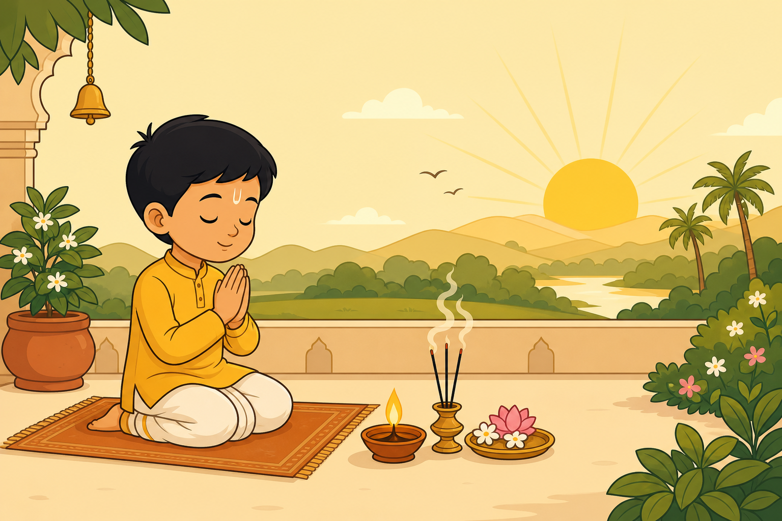 Illustration for Morning Slokas Children Can Learn Line by Line